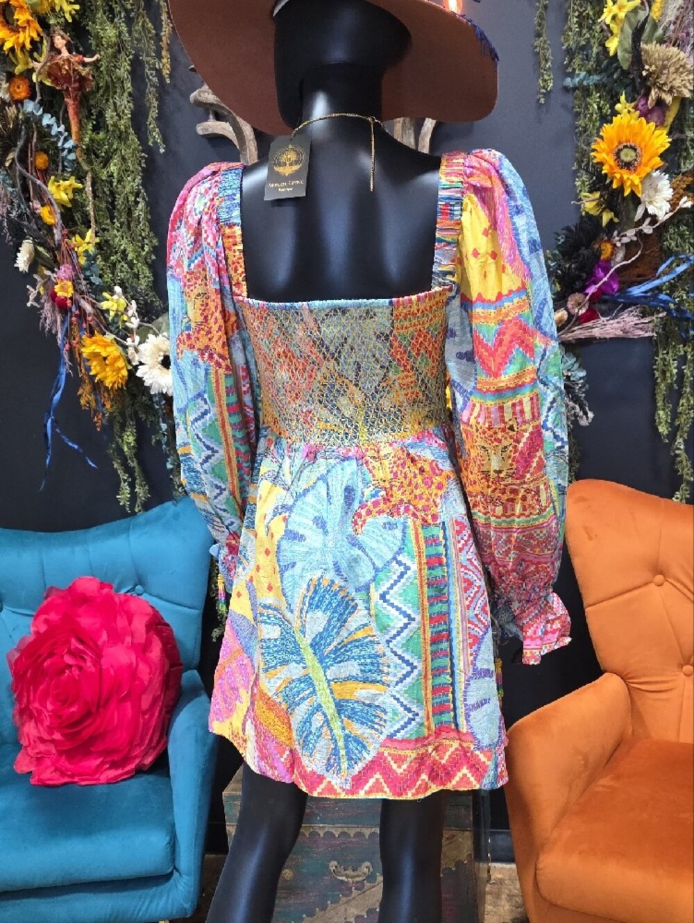 FARM Rio Multicolor Floral & Geometric Midi Dress - Picture 11 of 12